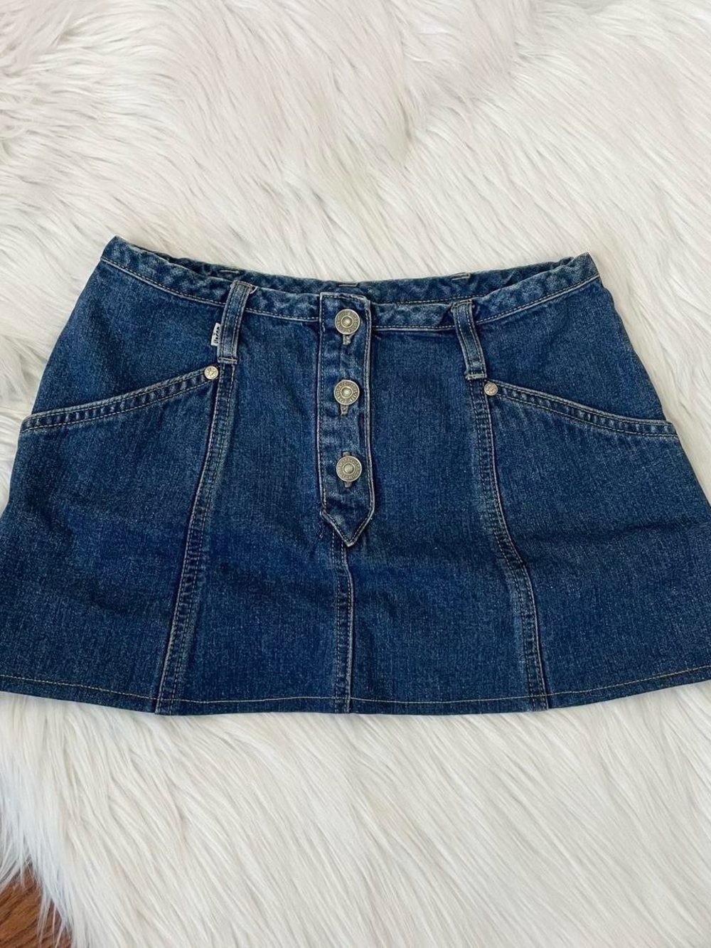 Levi's Dark Blue Denim Button-Front Mini Skirt